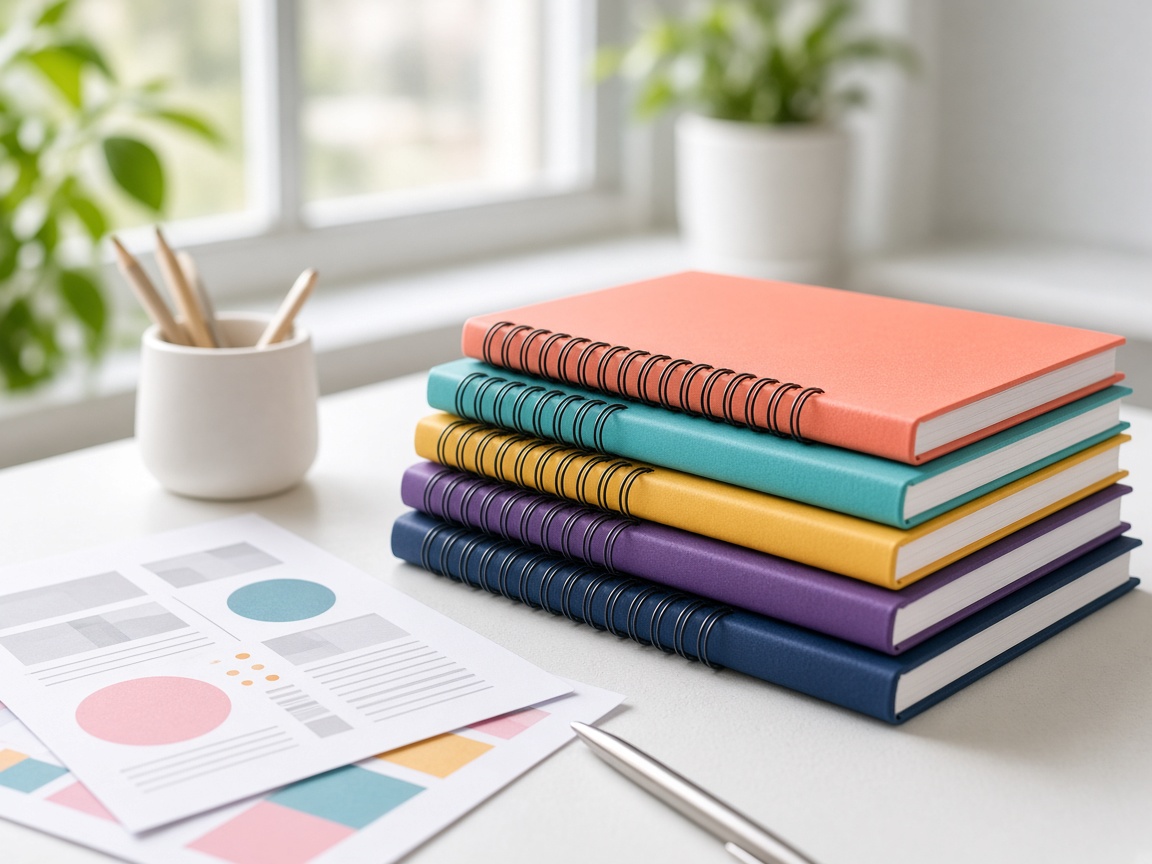 Colourful spiral notebooks and printed documents from Printslane